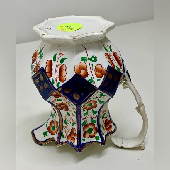 19th Century Antique Gaudy Welsh 8 Sided Cobalt Diamond Design Lusterware Jug - Picture 16 of 16